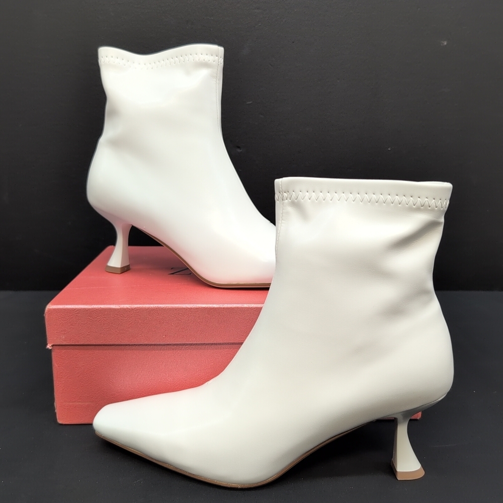 Zamikoo Low Heel Square Pointed Toe Ankle Boots Women's US 7 White